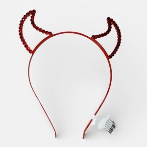 Devil Ear Red Metal Crystal Embellished Headband One Size Women’s BRAND NEW